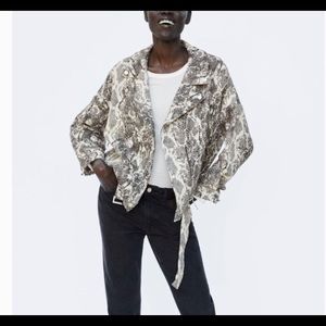 Zara snakeskin pattern biker jacket XS